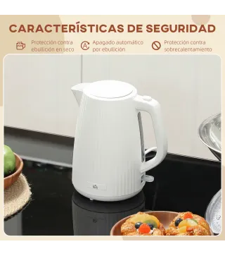 Hervidor Eléctrico 1,7L 2200W con Filtro Antical Desmontable Apagado Automático Base Giratoria 360° Crema