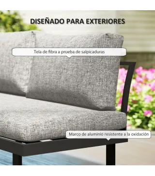 Conjunto de Muebles de Jardín con 2 Sofás de 2 Plazas Mesa de Centro y Cojines Gruesos para Exterior Gris Claro