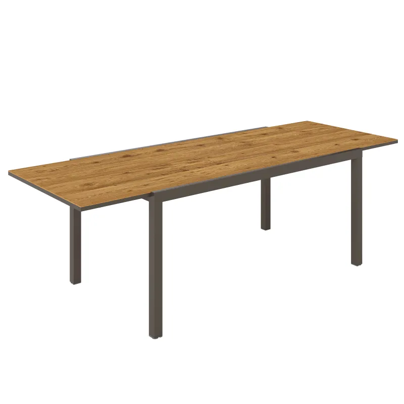 Mesa de Comedor Exterior Extensible de 160-240 cm para 6-8 Personas Mesa de Jardín Rectangular para Terraza Marrón