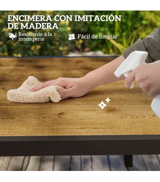 Mesa de Comedor Exterior Extensible de 160-240 cm para 6-8 Personas Mesa de Jardín Rectangular para Terraza Marrón