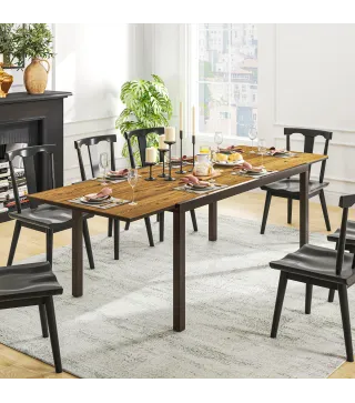 Mesa de Comedor Exterior Extensible de 160-240 cm para 6-8 Personas Mesa de Jardín Rectangular para Terraza Marrón