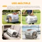 Transportín para Gatos Perros Pequeños de Plástico Carga 4 kg con Claraboya Cuenco Puerta de Acero Gris Claro