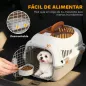 Transportín para Gatos Perros Pequeños de Plástico Carga 4 kg con Claraboya Cuenco Puerta de Acero Gris Claro