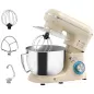 Batidora Amasadora 4,5L 1300W 6 Velocidades Bol de Acero Inoxidable Batidor Gancho Varilla Beige