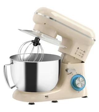 Batidora Amasadora 4,5L 1300W 6 Velocidades Bol de Acero Inoxidable Batidor Gancho Varilla Beige