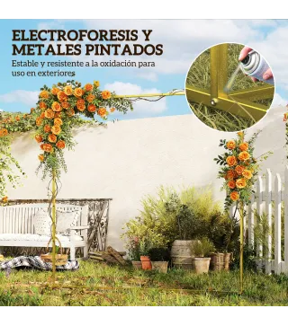 Arco de Jardín para Rosas de Metal Arco de Boda Resistente a la Intemperie para Decoración Patio 200x40x200 cm Dorado