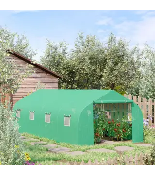 Invernadero Tipo Caseta de Jardín o Terraza 6x3x2 m para Cultivo de Plantas y Semillas Color Verde