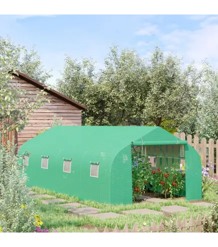 Invernadero Tipo Caseta de Jardín o Terraza 6x3x2 m para Cultivo de Plantas y Semillas Color Verde