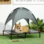 Cama Elevada para Mascotas Portátil con Toldo Extraíble Tela Transpirable al Aire Libre para Interior y Exterior 92x76x90 cm Gri