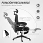 Silla de Escritorio de Malla Reclinable con Reposacabezas Soporte Lumbar Reposapiés y Altura Regulable Carga 135kg Negro
