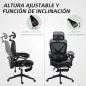 Silla de Escritorio de Malla Reclinable con Reposacabezas Soporte Lumbar Reposapiés y Altura Regulable Carga 135kg Negro