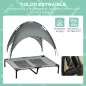 Cama Elevada para Mascotas Portátil con Toldo Extraíble Tela Transpirable al Aire Libre para Interior y Exterior 92x76x90 cm Gri