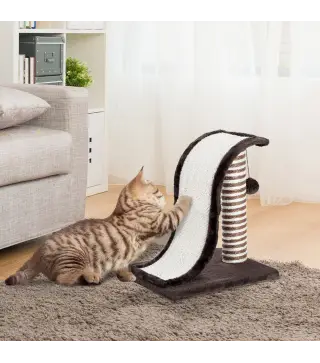 Árbol Rascador para Gatos tipo Centro de Juegos con Poste de Sisal Natural y Pelota para Jugar y Arañar 35x30x39cm Color Marrón