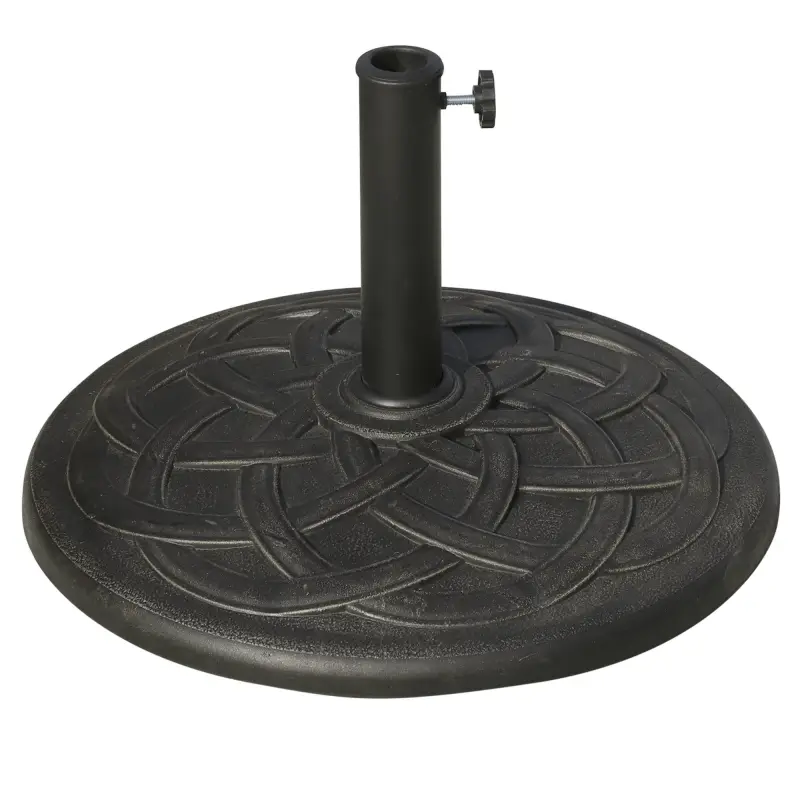 Base para Sombrilla de Jardín Peso Neto 19 kg Soporte de Parasol Apto para Mástil de 38mm/48mm Resina para Terraza Patio Exterio