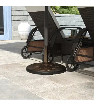 Base para Sombrilla de Jardín Peso Neto 19 kg Soporte de Parasol Apto para Mástil de 38mm/48mm Resina para Terraza Patio Exterio