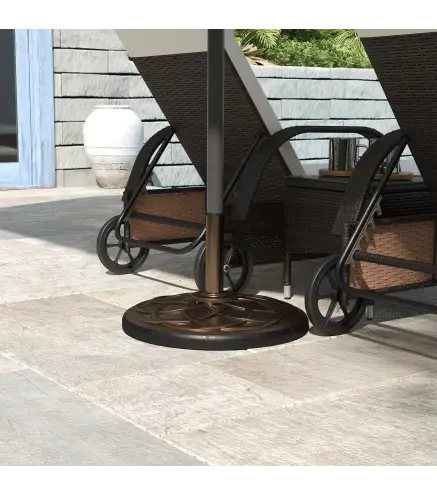 Base para Sombrilla de Jardín Peso Neto 19 kg Soporte de Parasol Apto para Mástil de 38mm/48mm Resina para Terraza Patio Exterio