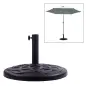 Base para Sombrilla de Jardín Peso Neto 19 kg Soporte de Parasol Apto para Mástil de 38mm/48mm Resina para Terraza Patio Exterio