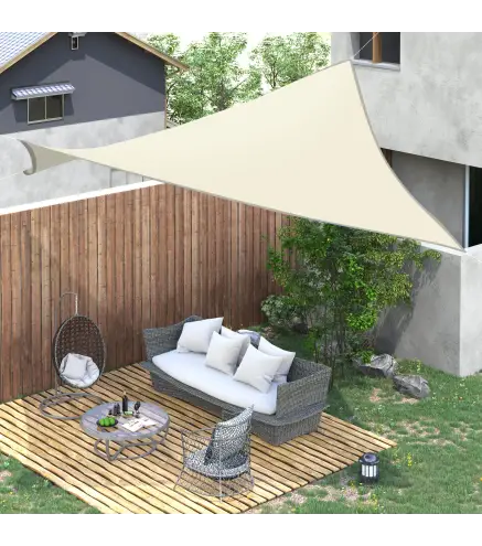 Toldo Vela Rectangular 6x4 m Vela de Sombra para Jardín Patio Terraza Poliéster Anti UV Color Beige