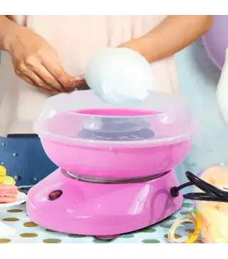 Máquina de Algodón de Azúcar de Uso doméstico de Polipropileno Acero Inox. y Aluminio 450W-550W 27x26x18 cm Rosa