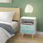 Cómoda de Madera Cajonera con 2 Cajones Mesita de Noche con Estante Abierto para Dormitorio Salón 45x30x65 cm Blanco