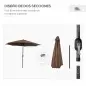 Sombrilla de Jardín Ø295x250 cm con Manivela Parasol Exterior con Mecanismo de Inclinación y Poste Desmontable de Metal para Ter