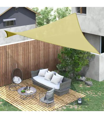 Toldo Vela Rectangular 6x4 m Vela de Sombra para Jardín Patio Terraza Poliéster Anti UV Color Arena