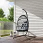 Silla Colgante Huevo con Soporte con Cesta Plegable Cojín y Reposacabezas para Interior y Exterior Carga 150 kg Gris