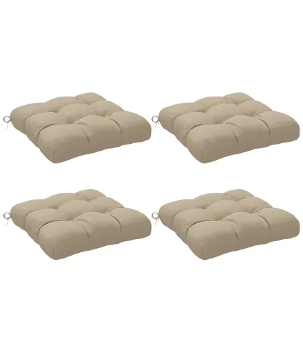 Conjunto de Cojines para Sillas de Comedor y Jardín Impermeable y Anti-UV con 2 Cordones de Fijación 48x48x10 cm Caqui
