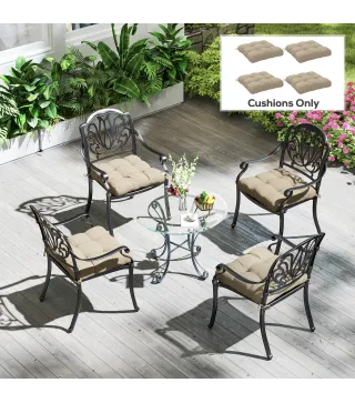 Conjunto de Cojines para Sillas de Comedor y Jardín Impermeable y Anti-UV con 2 Cordones de Fijación 48x48x10 cm Caqui