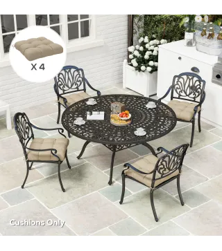 Conjunto de Cojines para Sillas de Comedor y Jardín Impermeable y Anti-UV con 2 Cordones de Fijación 48x48x10 cm Caqui