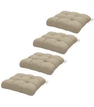 Conjunto de Cojines para Sillas de Comedor y Jardín Impermeable y Anti-UV con 2 Cordones de Fijación 48x48x10 cm Caqui