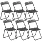 Juego de 6 Sillas Plegables de Plástico con Respaldo Curvo Diseño Ventilación Estructura de Acero 48,5x47x75 cm Negro
