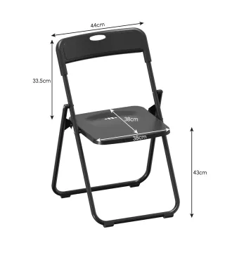 Juego de 6 Sillas Plegables de Plástico con Respaldo Curvo Diseño Ventilación Estructura de Acero 48,5x47x75 cm Negro