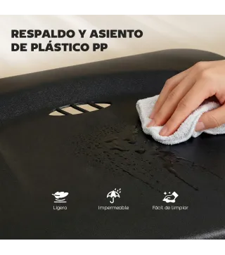 Juego de 6 Sillas Plegables de Plástico con Respaldo Curvo Diseño Ventilación Estructura de Acero 48,5x47x75 cm Negro