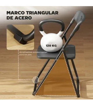 Juego de 6 Sillas Plegables de Plástico con Respaldo Curvo Diseño Ventilación Estructura de Acero 48,5x47x75 cm Negro