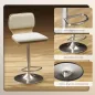 Juego de 2 Taburetes Altos de Cocina Giratorios en 360° Regulables en Altura de 81-102 cm Tapizados en Lino Beige