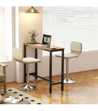 Juego de 2 Taburetes Altos de Cocina Giratorios en 360° Regulables en Altura de 81-102 cm Tapizados en Lino Beige