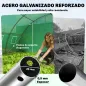 Invernadero de Túnel con 2 Varillas de Soporte 2 Puertas Enrollables y Ventanas de Malla Cubierta de PE Anti-UV Verde
