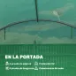Invernadero de Túnel con 2 Varillas de Soporte 2 Puertas Enrollables y Ventanas de Malla Cubierta de PE Anti-UV Verde