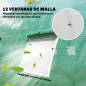 Invernadero de Túnel con 2 Varillas de Soporte 2 Puertas Enrollables y Ventanas de Malla Cubierta de PE Anti-UV Verde