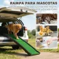 Rampa para Perros con Césped Artificial 155 cm Rampa para Perros para Coche Plegable con Asa Ángulo Ajustable Verde