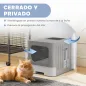 Arenero para Gatos Plegable M con Tapa Enrejada Bandeja Extraíble Pala Gancho Lateral Fácil de Limpiar Antifugas Gris