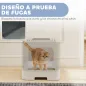 Arenero para Gatos Plegable M con Tapa Enrejada Bandeja Extraíble Pala Gancho Lateral Fácil de Limpiar Antifugas Gris