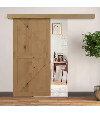 Kit de Herrajes para Puerta Corredera 200 cm con Riel de Aleación de Aluminio Carga 75 kg Marrón