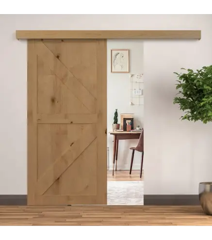 Kit de Herrajes para Puerta Corredera 200 cm con Riel de Aleación de Aluminio Carga 75 kg Marrón