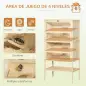 Jaula de Madera para Hámster Ratones Animales Pequeños y Roedores Tipo Casa Conejera con Techo Abatible 5 Pisos 10 Plataformas y