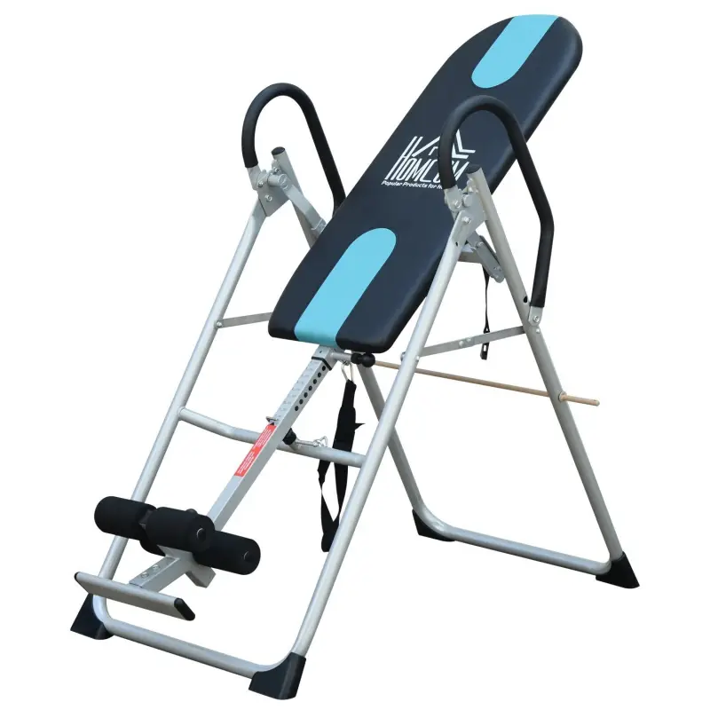 Tabla de Inversión Gravitacional Plegable con Altura Ajustable a 147-198cm y Cinturón 112-142x65x126 cm Negro y Azul