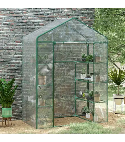 Invernadero de Exterior Invernadero de Jardín de 4 Niveles con Estantes Marco de Acero Invernadero para Cultivo de Plantas Flore