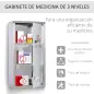 Armario de Medicinas Botiquín Gabinete de Primero Auxilios Acero Inox 3 Estantes Caja Colgante de Pared con Cerradura 25x12x48cm