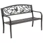 Banco de Jardín con Apoyabrazos y Respaldo con Imagen de Pájaros Carga 240 kg para Patio Terraza 127x60x85 cm Marrón